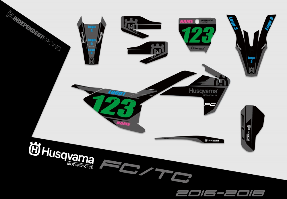 Husqvarna FC-TC 2016 - 2018 | Decal Stock 1B | 2D view