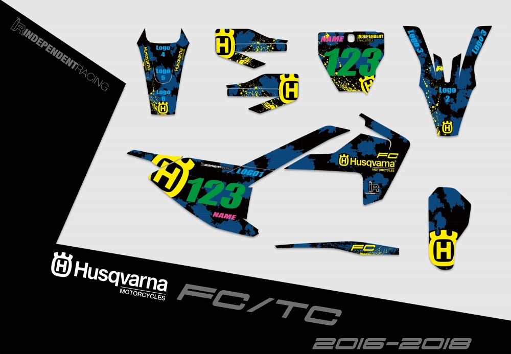 Husqvarna FC-TC 2016 - 2018 | Decal Stock 3A | 2D view