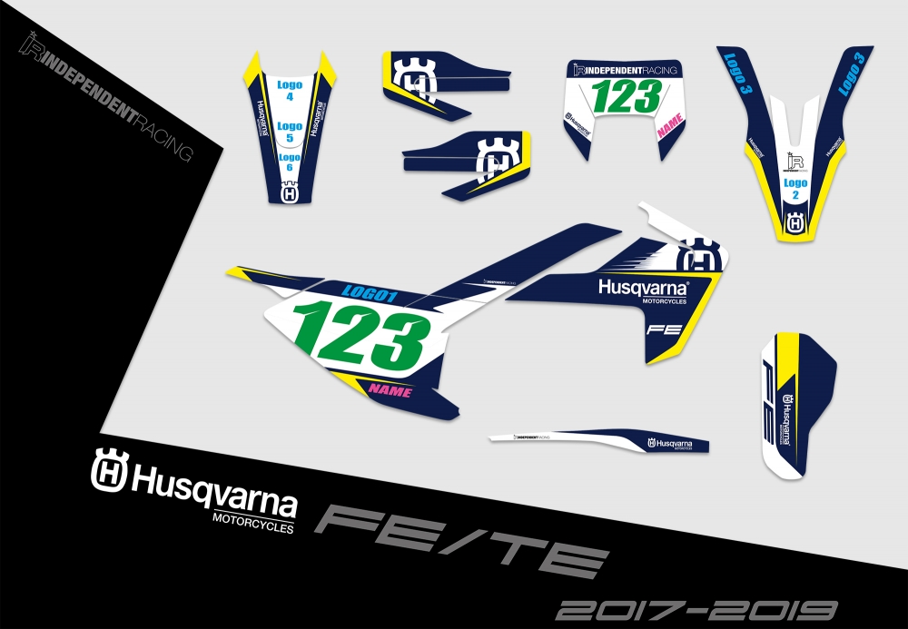 Husqvarna FE-TE 2017 - 2019 | Dekor Stock 1A | 2D-Ansicht