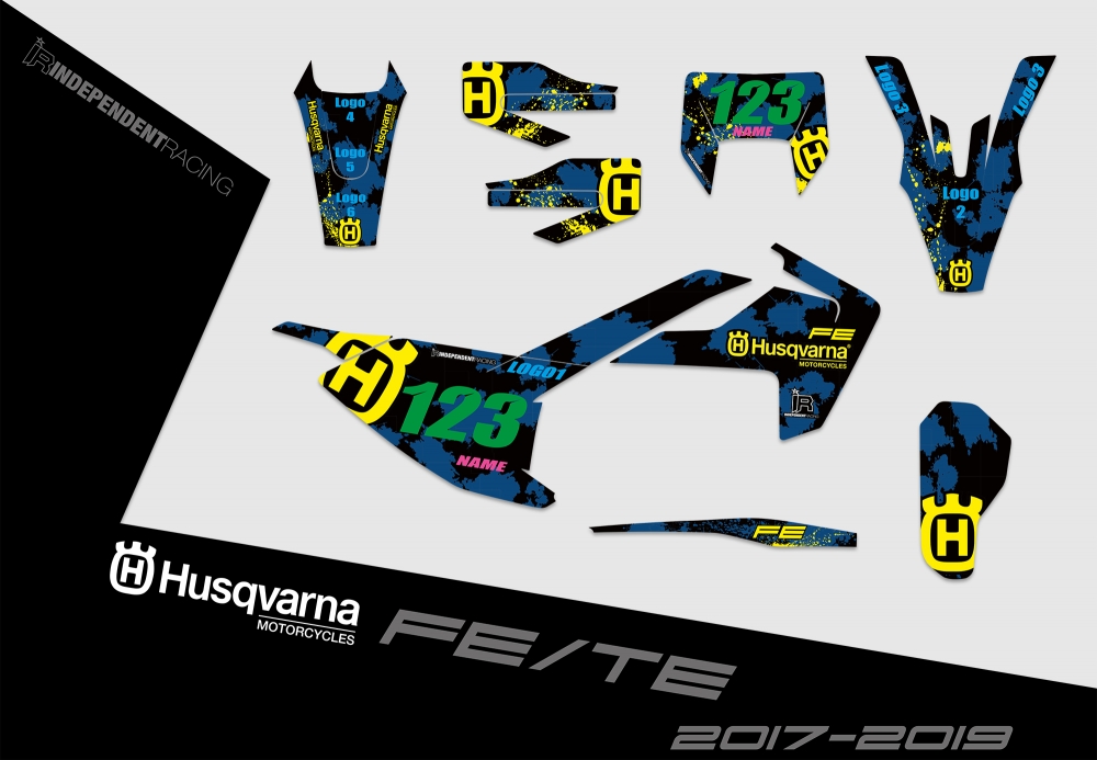 Husqvarna FE-TE 2017 - 2019 | Decal Stock 3A | 2D view