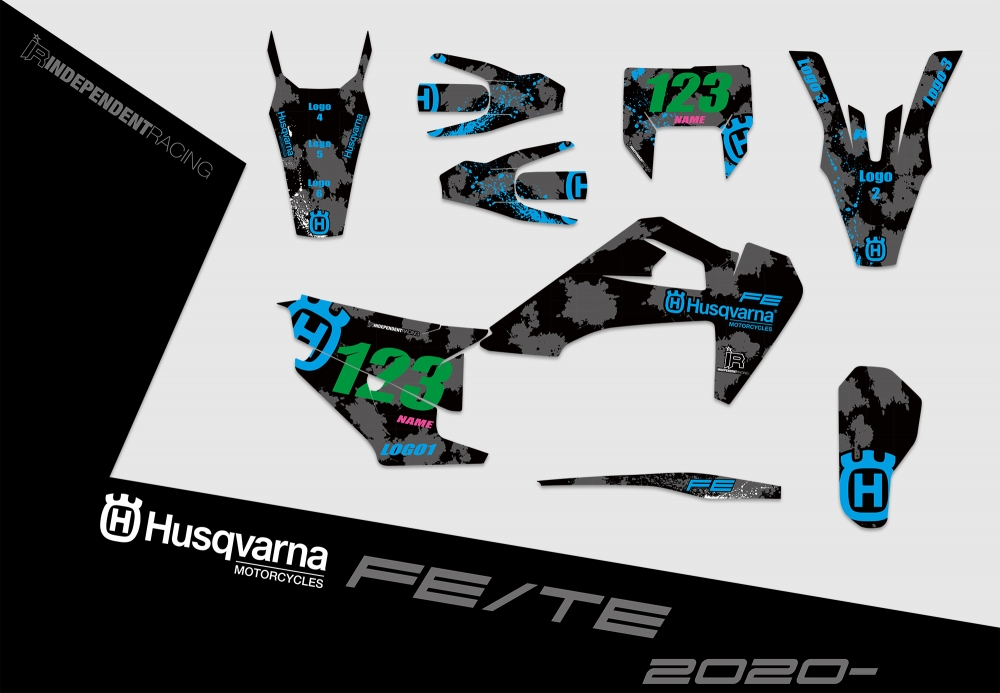 Husqvarna FE-TE ab 2020 | Dekor Stock 3B | 2D-Ansicht
