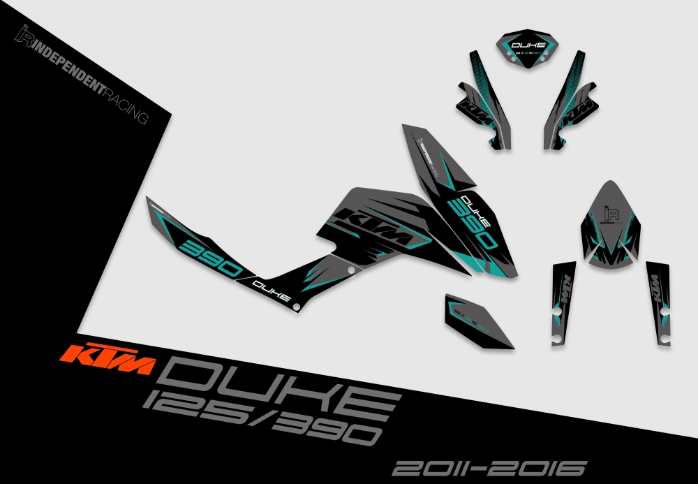 KTM Duke 125/390 2012 - 2016 | Dekor Factory 1B | 2D-Ansicht