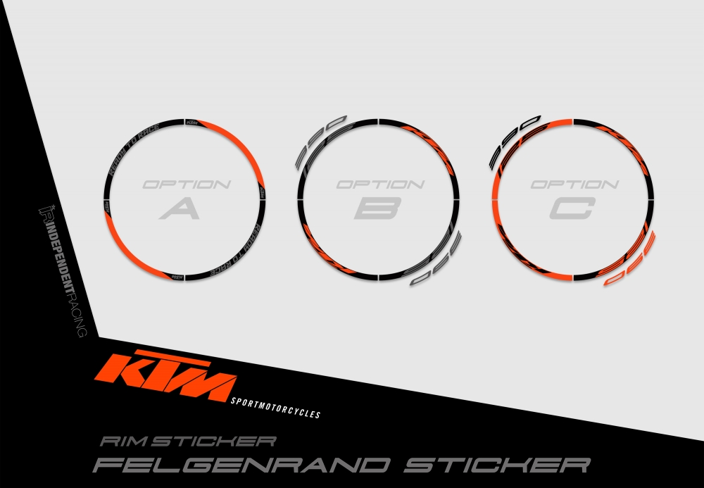 KTM Duke 125/390 2012 - 2016 | Dekor Factory 2B | Felgenrandaufkleber