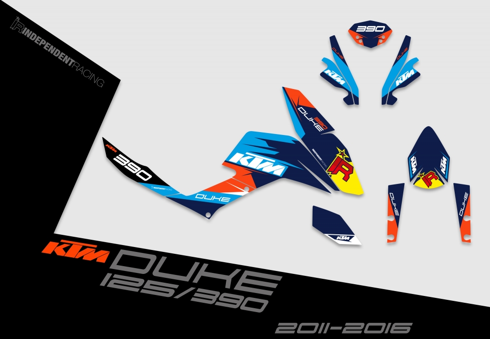 KTM Duke 125/390 2012 - 2016 | Decal Stock 1A | 2D view