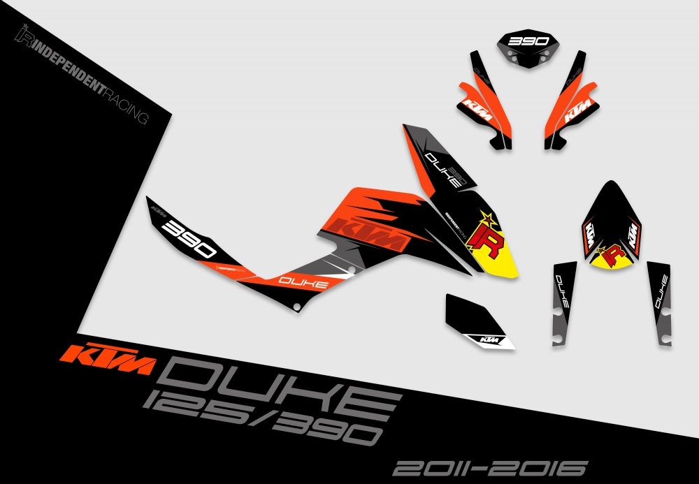 KTM Duke 125/390 2012 - 2016 | Decal Stock 1B | 2D view