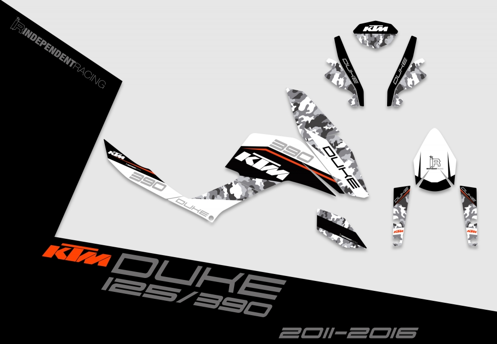 KTM Duke 125/390 2012 - 2016 | Decal Stock 2A | 2D view
