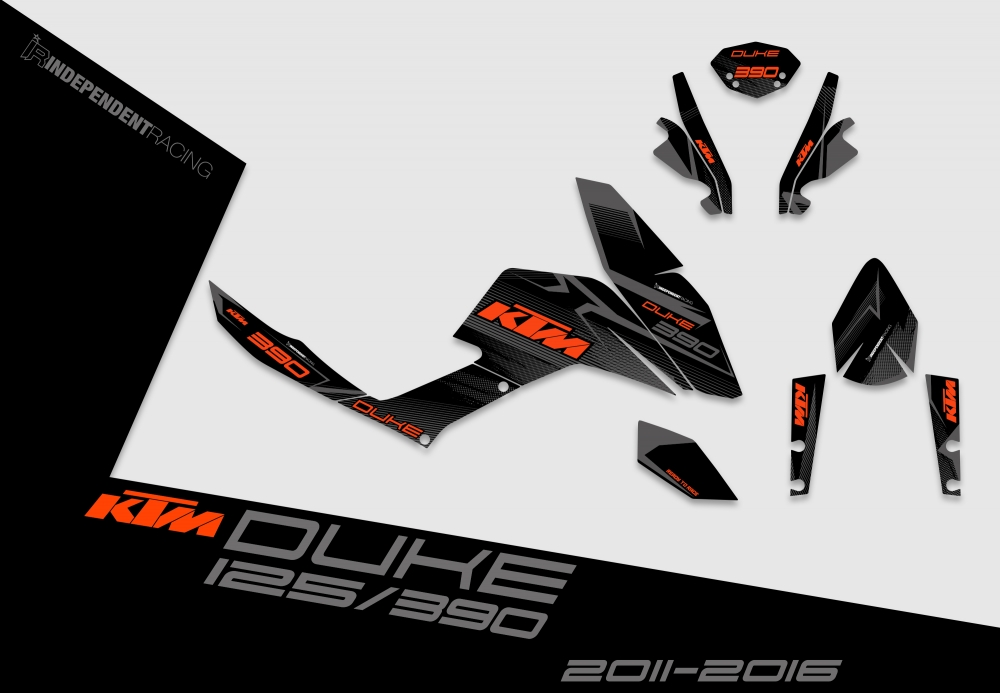 KTM Duke 125/390 2012 - 2016 | Dekor Stock 3A | 2D-Ansicht