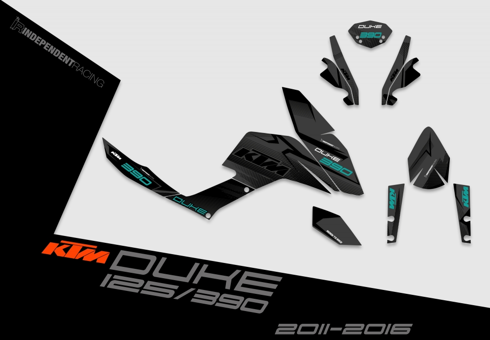 KTM Duke 125/390 2012 - 2016 | Dekor Stock 3B | 2D-Ansicht