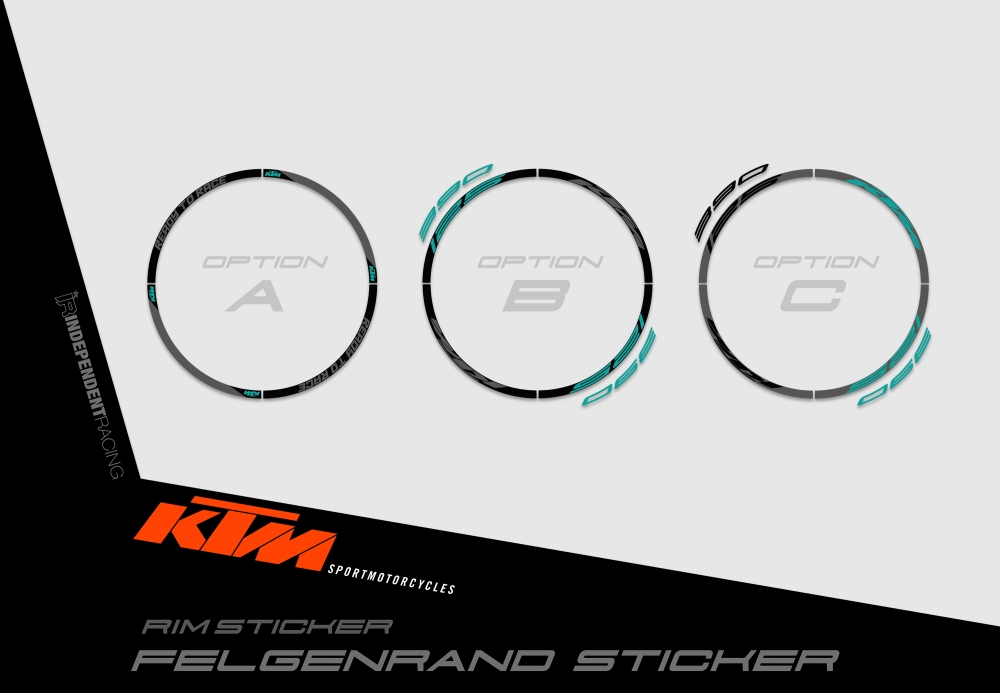 KTM Duke 125/390 2012 - 2016 | Dekor Stock 3B | Felgenrandaufkleber