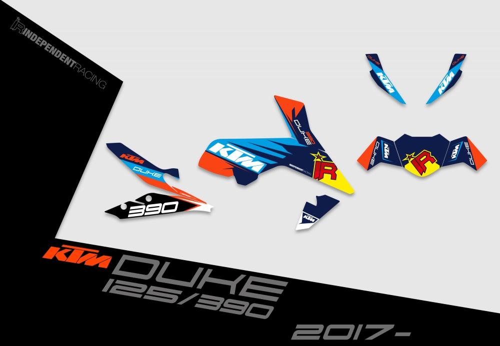 KTM Duke 125/390 ab 2017 | Dekor Stock 1A | 2D-Ansicht