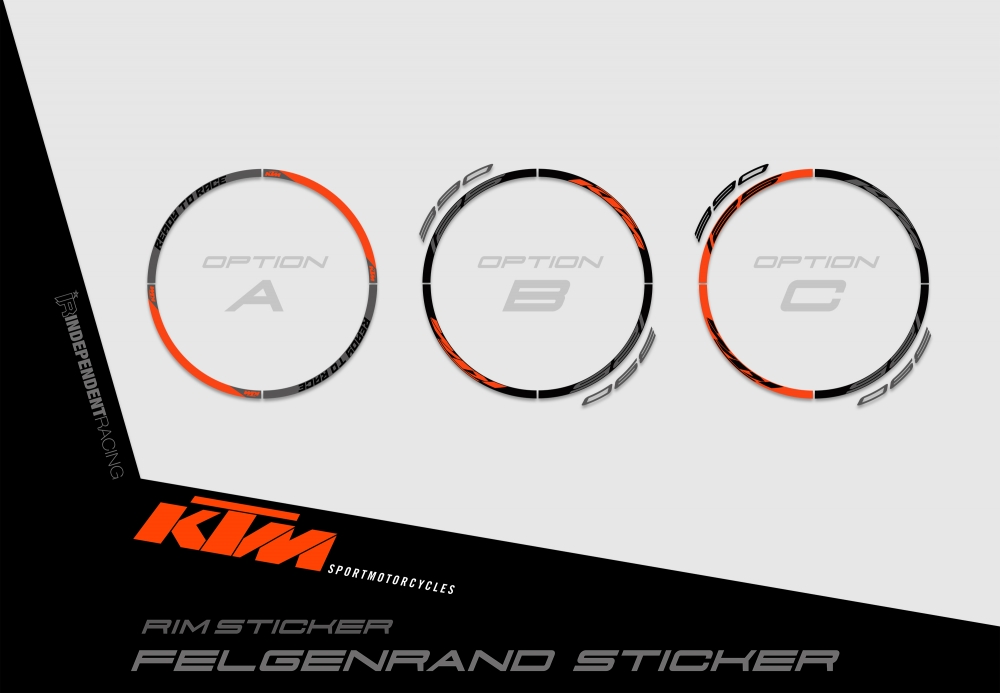 KTM Duke 125/390 ab 2017 | Dekor Stock 3A | Felgenrandaufkleber