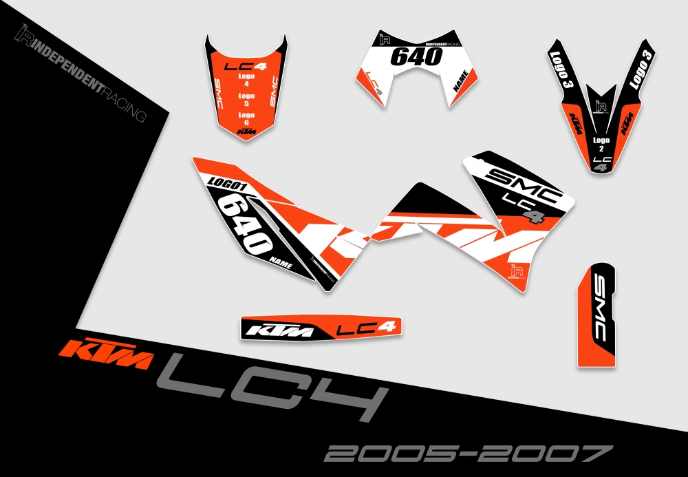 KTM Lc4 2005 - 2007 | Dekor Factory 1B | 2D-Ansicht