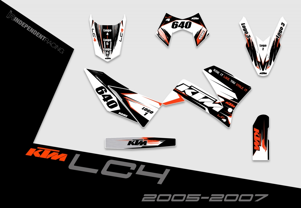 KTM Lc4 2005 - 2007 | Dekor Stock 1A | 2D-Ansicht