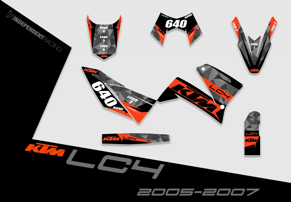 KTM Lc4 2005 - 2007 | Dekor Stock 2B | 2D-Ansicht