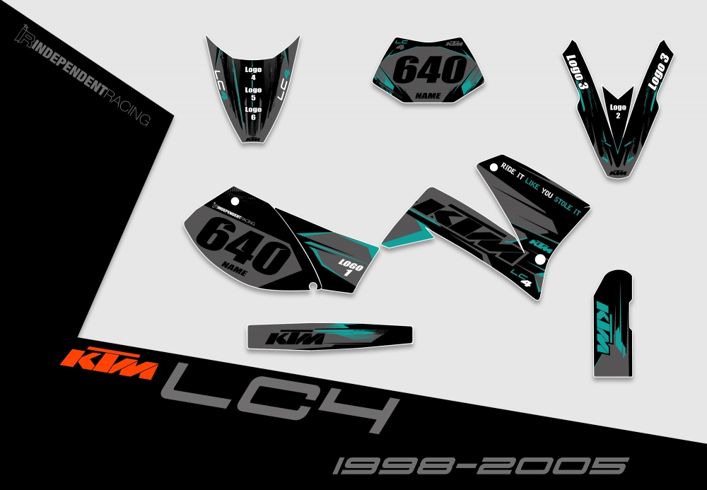 KTM Lc4 1999 - 2004 | Dekor Stock 1B | 2D-Ansicht