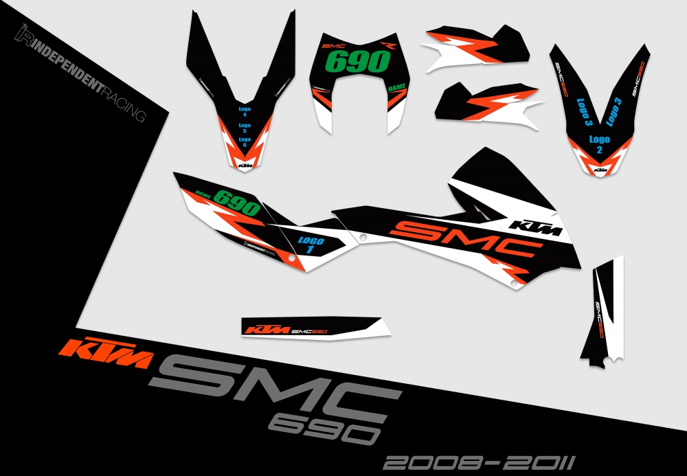 KTM 690 SMC 2008 - 2017 | Dekor Factory 3A | 2D-Ansicht