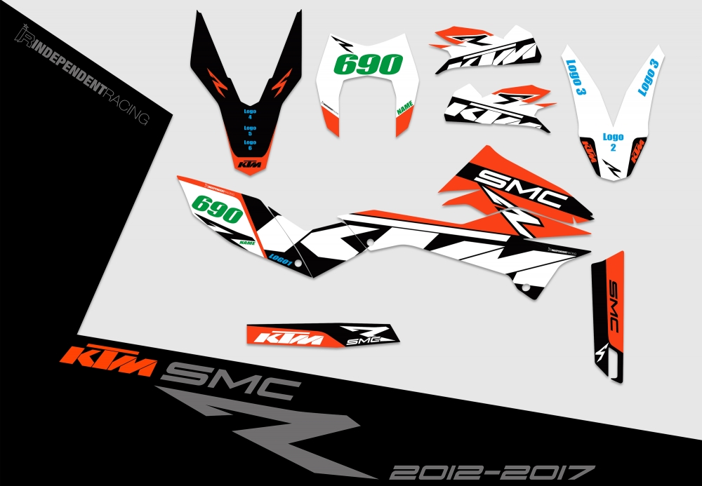 KTM 690 SMCR 2008 - 2017 | Decal Factory 1A | 2D view