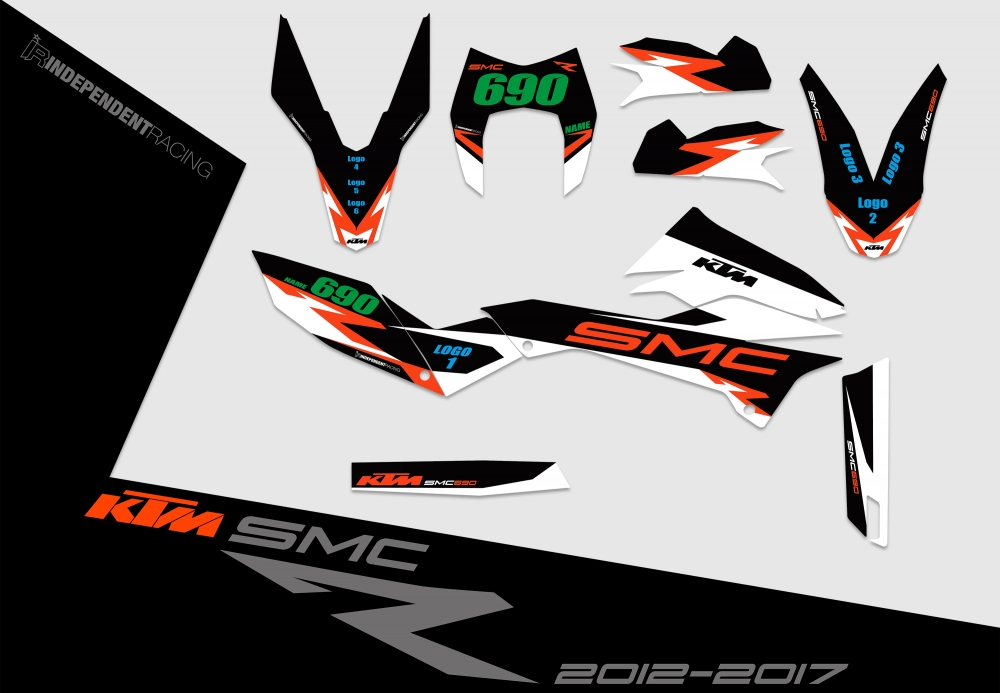 KTM 690 SMCR 2008 - 2017 | Dekor Factory 3A | 2D-Ansicht