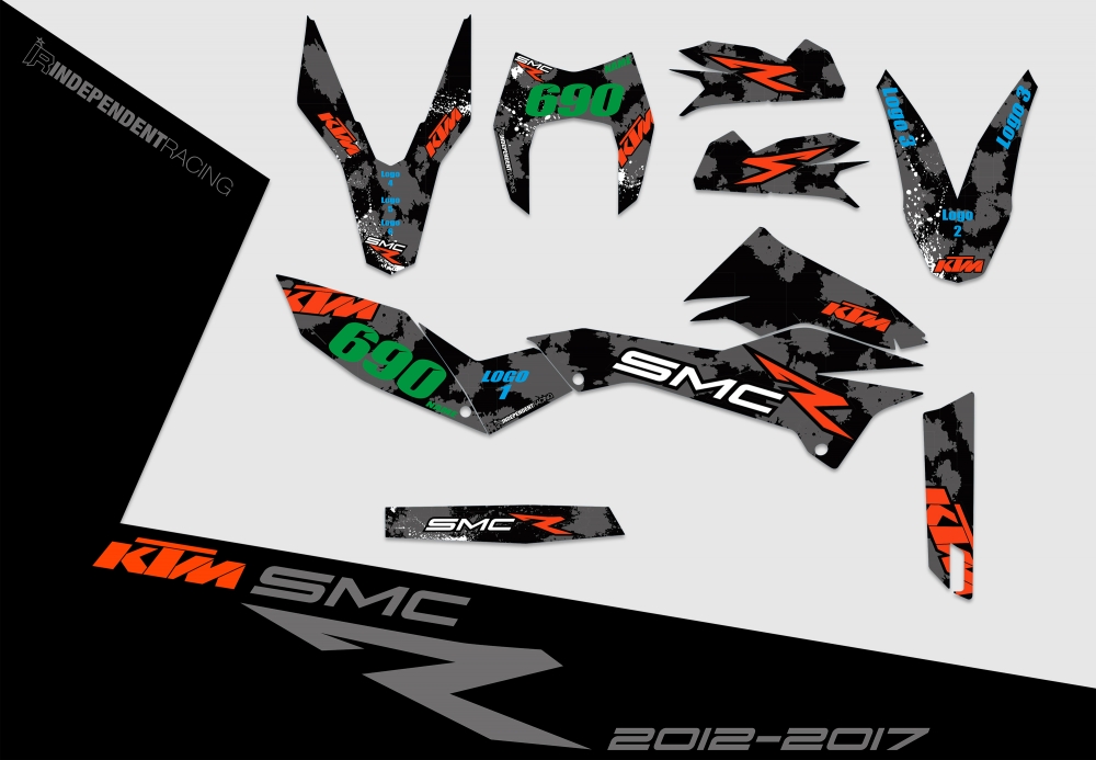 KTM 690 SMCR 2008 - 2017 | Dekor Works 3A | 2D-Ansicht